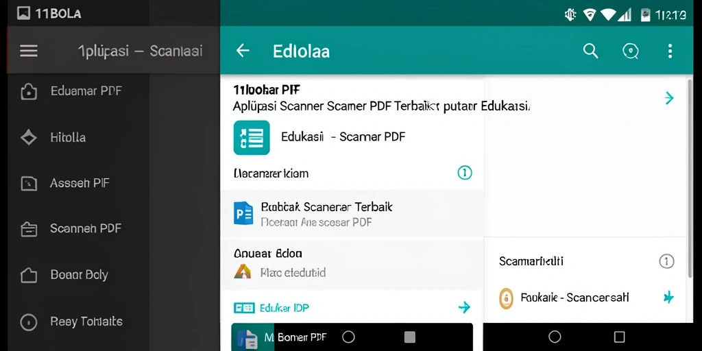 Tampilan antarmuka pengguna aplikasi Scanner PDF 11BOLA yang sederhana dan efisien.