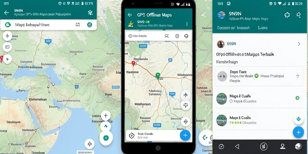 Tampilan utama antarmuka aplikasi GPS Offline Maps 9N9N yang intuitif