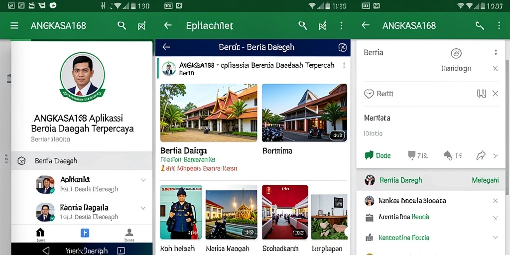 Tampilan antarmuka aplikasi Berita Daerah ANGKASA168 yang menarik dan informatif.