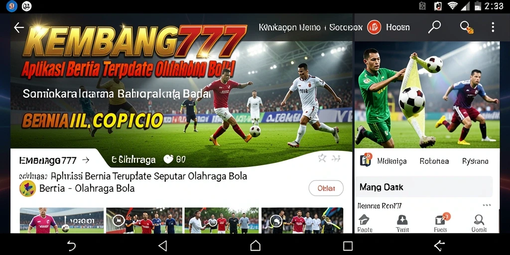 Tampilan antarmuka KEMBANG777 yang menampilkan berita olahraga bola.