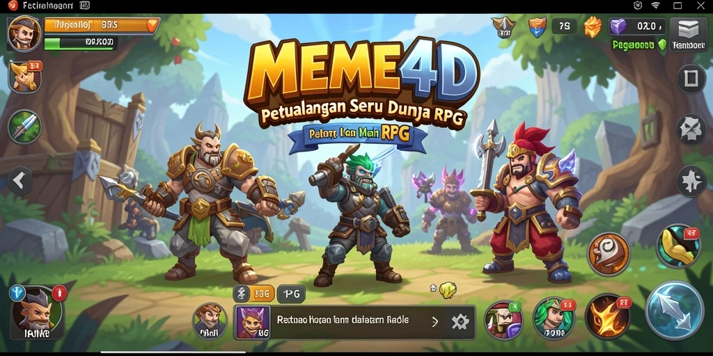 Tampilan antarmuka permainan RPG MEME4D yang menarik.